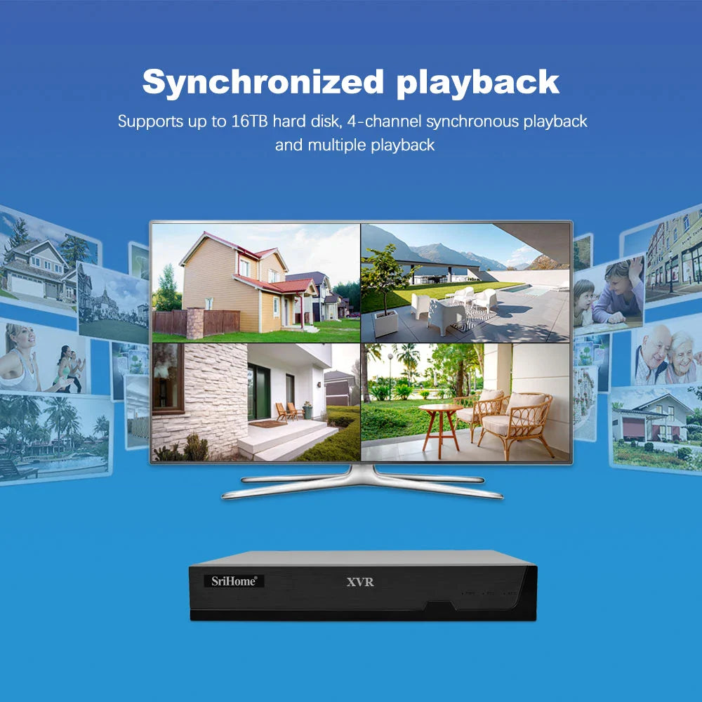 4CH XVR Surveillance System 1080P Real-Time Monitoring Multi-Mode Input AH-SriHome
