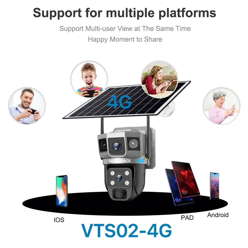 AH - GEEK SPACE VTS02-4G Solar-Powered 4G Outdoor Security Camera