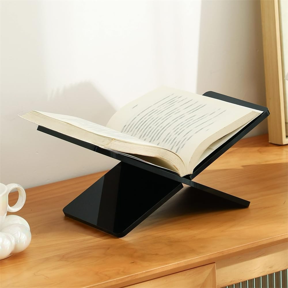 Azonee Acrylic Cookbook/Magazine Stand – 6″×11″×6″ Clear Adjustable Book & Recipe Holder