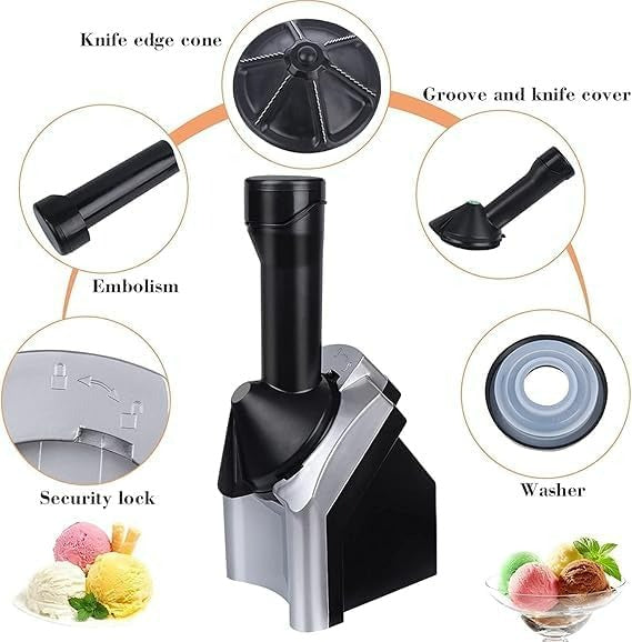 Dessert Frozen Black & Gray Ice Cream Treat Maker – Make Healthy Soft Serve from Frozen Fruit.