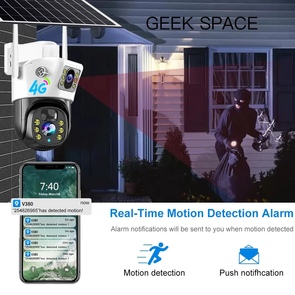 AH - Geek Space VCS09-4G Solar 4G Outdoor Security Camera with IP66 Waterproof Rating