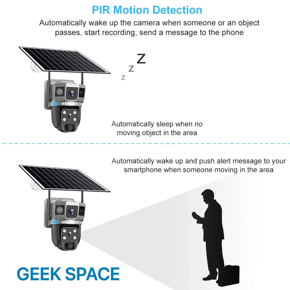 AH - GEEK SPACE VTS02-4G Solar-Powered 4G Outdoor Security Camera