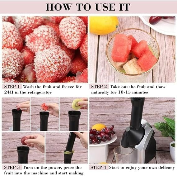 Dessert Frozen Black & Gray Ice Cream Treat Maker – Make Healthy Soft Serve from Frozen Fruit.