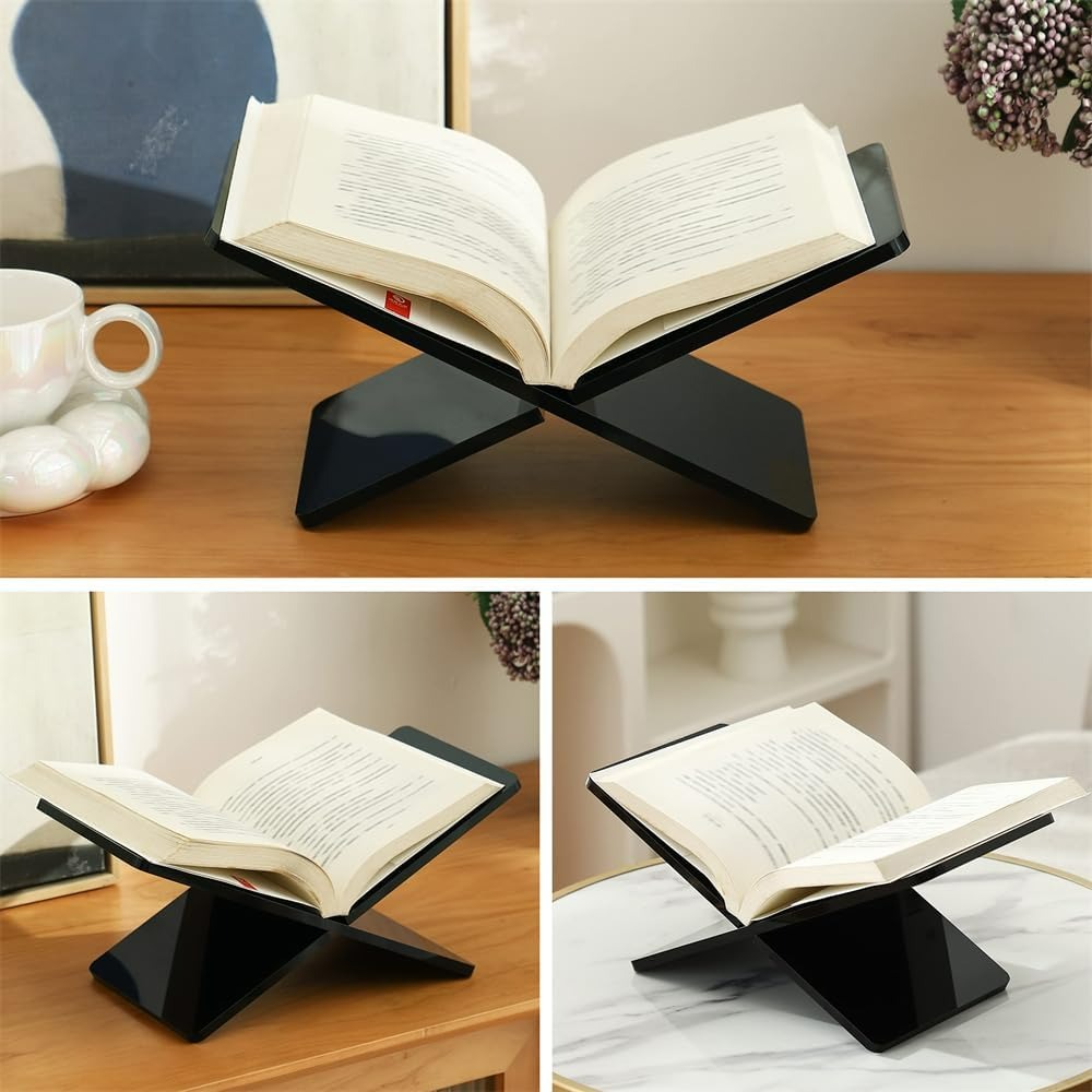 Azonee Acrylic Cookbook/Magazine Stand – 6″×11″×6″ Clear Adjustable Book & Recipe Holder