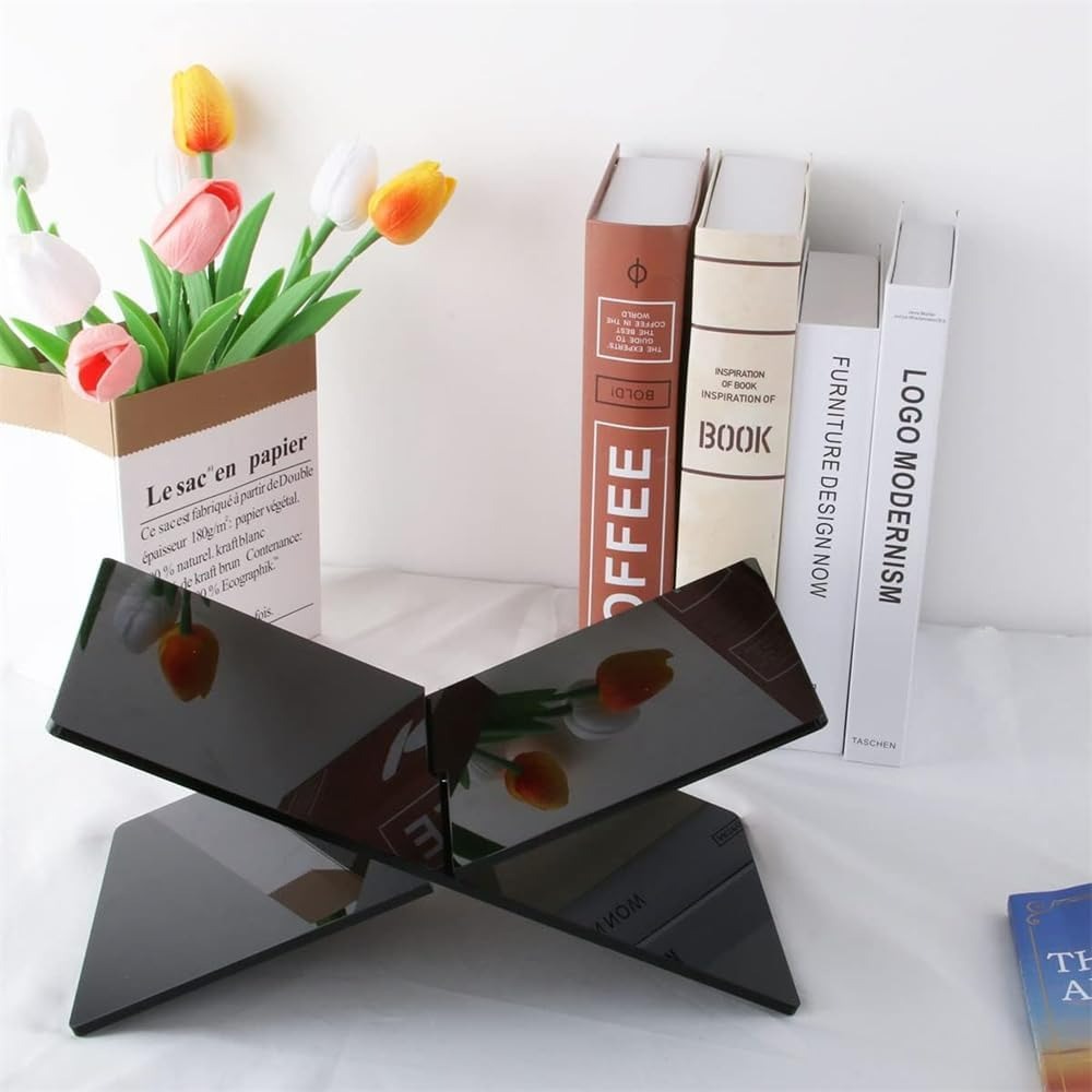 Azonee Acrylic Cookbook/Magazine Stand – 6″×11″×6″ Clear Adjustable Book & Recipe Holder