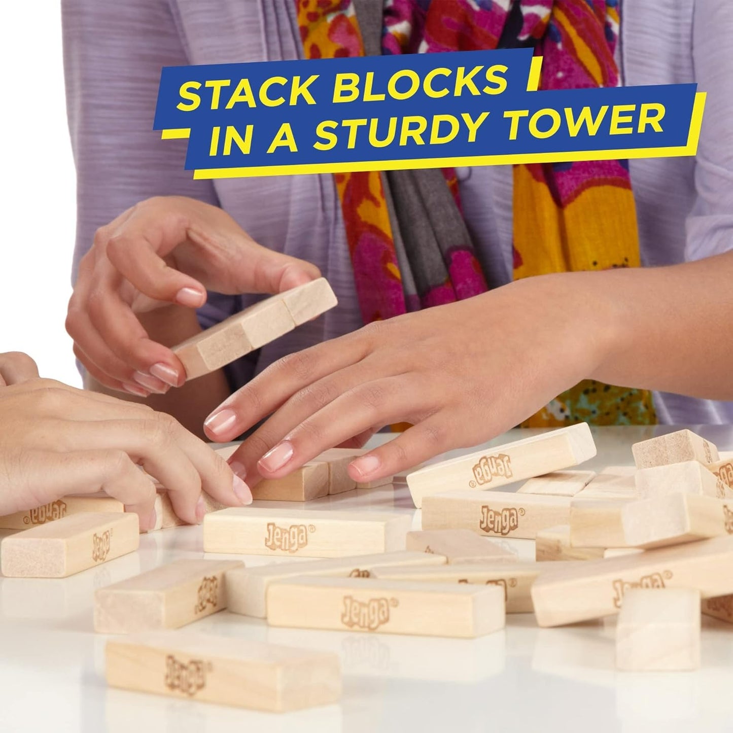 Hasbro Gaming Classic Jenga Game – 54 Hardwood Blocks, Stack & Pull Tower Game for 2+ Players, Ages 6+