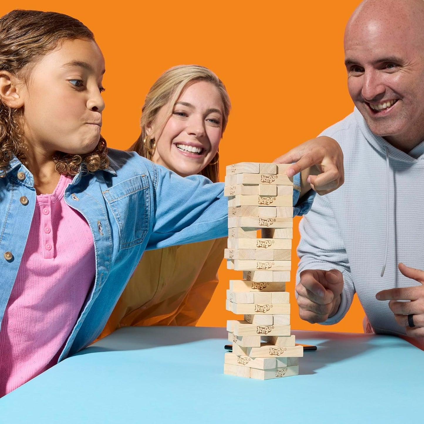 Hasbro Gaming Classic Jenga Game – 54 Hardwood Blocks, Stack & Pull Tower Game for 2+ Players, Ages 6+
