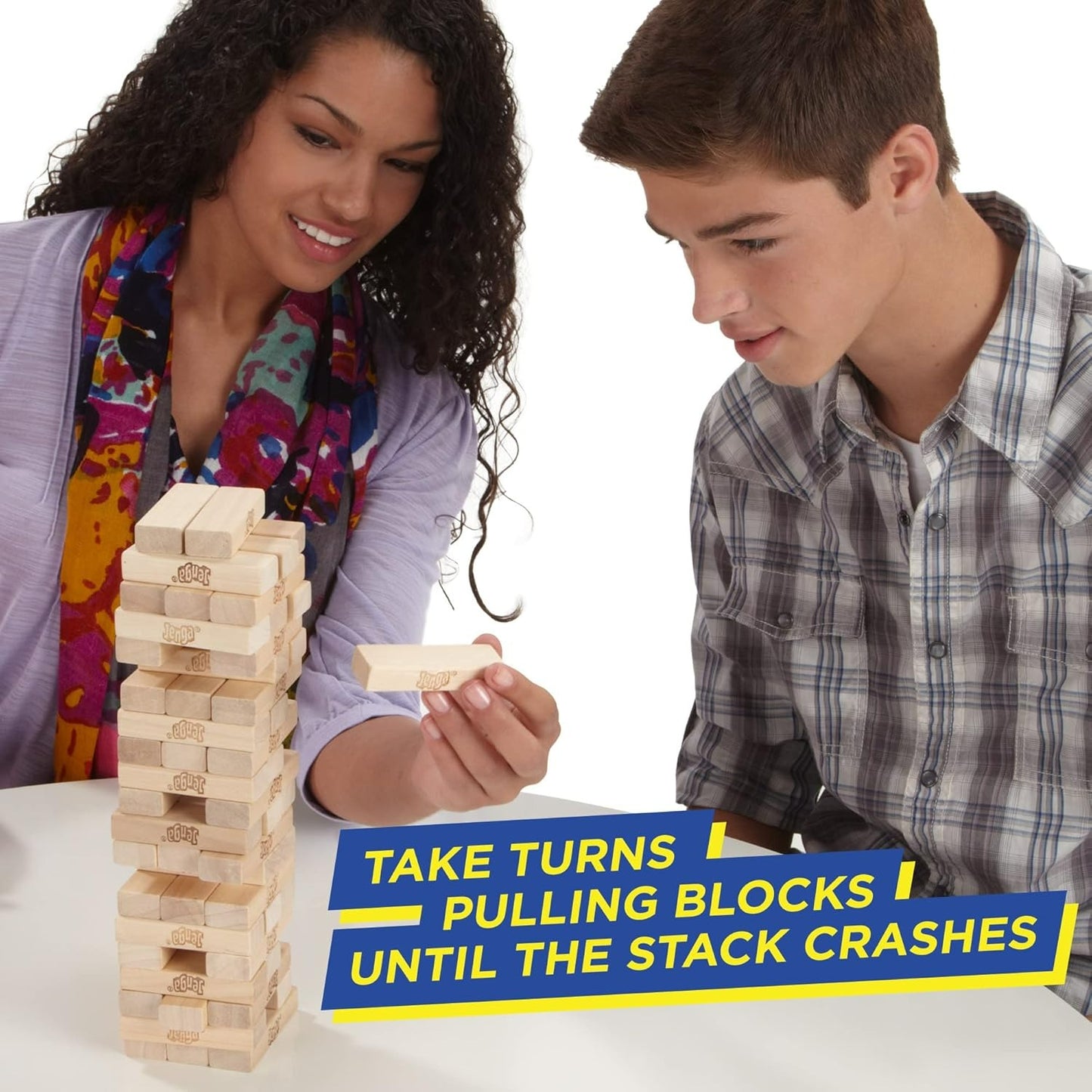 Hasbro Gaming Classic Jenga Game – 54 Hardwood Blocks, Stack & Pull Tower Game for 2+ Players, Ages 6+