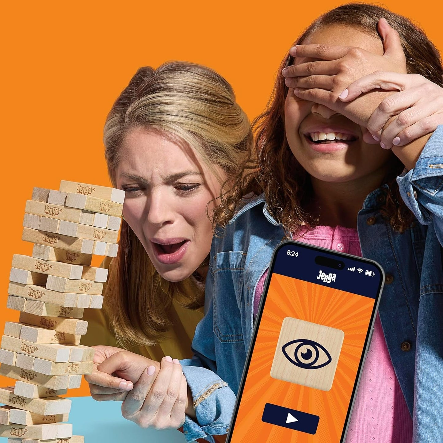 Hasbro Gaming Classic Jenga Game – 54 Hardwood Blocks, Stack & Pull Tower Game for 2+ Players, Ages 6+