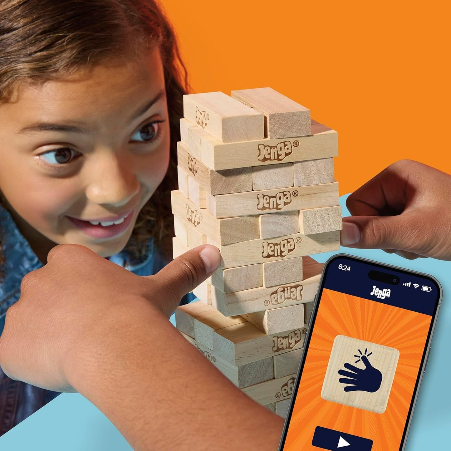 Hasbro Gaming Classic Jenga Game – 54 Hardwood Blocks, Stack & Pull Tower Game for 2+ Players, Ages 6+