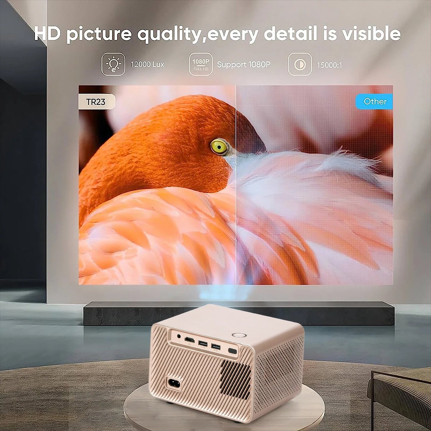 AH-Q96-E450 Android 13 Smart Projector – 1080p Resolution with 4K Source Decoding