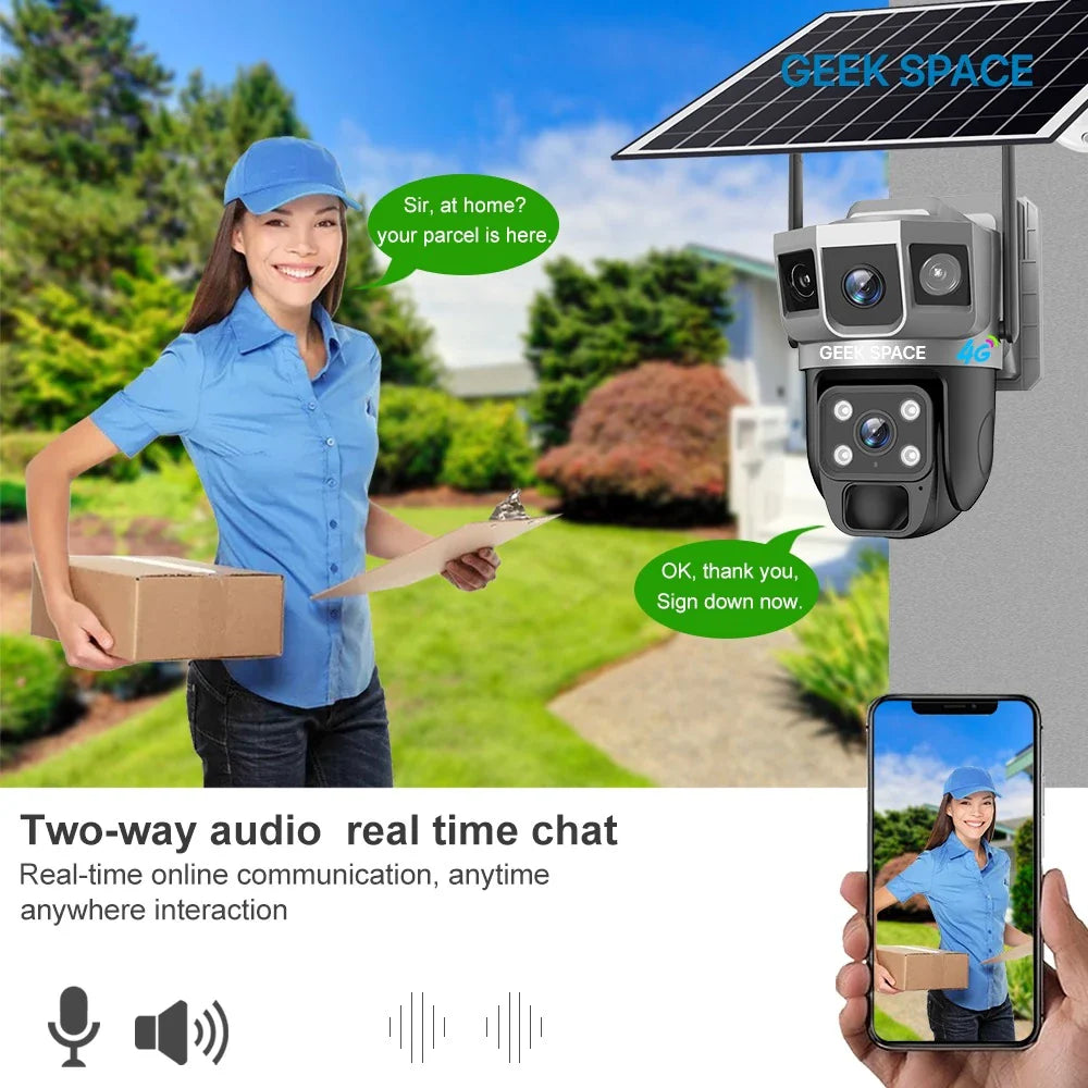 AH - GEEK SPACE VTS02-4G Solar-Powered 4G Outdoor Security Camera