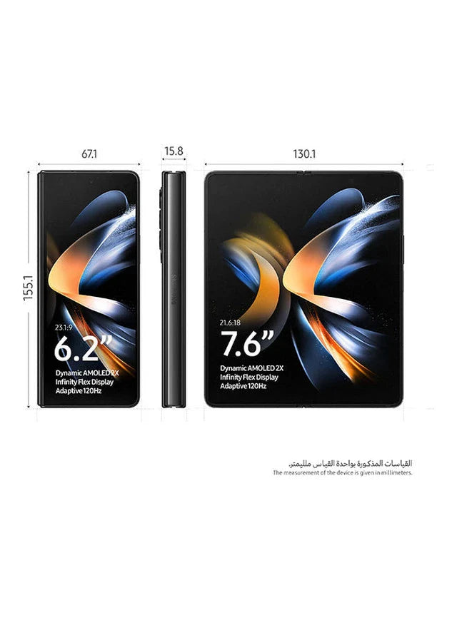 Samsung Galaxy Z Fold 4 5G Phantom Black – 12GB RAM, 256GB Storage (Single SIM + eSIM, International Version)