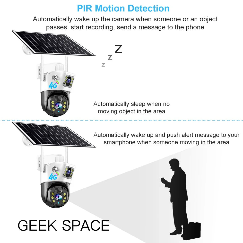 AH - Geek Space VCS09-4G Solar 4G Outdoor Security Camera with IP66 Waterproof Rating