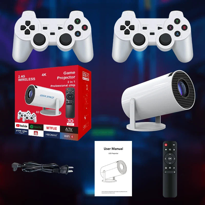 AH Gaming Projector – 2-in-1 Android 11 Smart Projector with Built-in Games and Wireless Controllers
