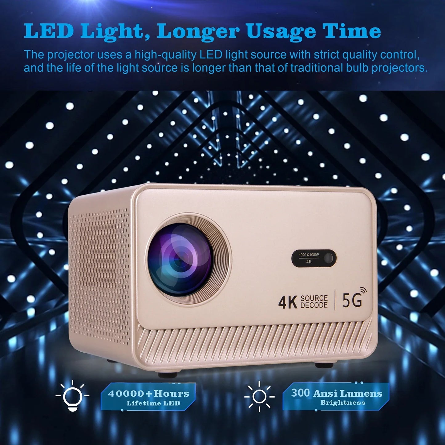 AH-Q96-E450 Android 13 Smart Projector – 1080p Resolution with 4K Source Decoding
