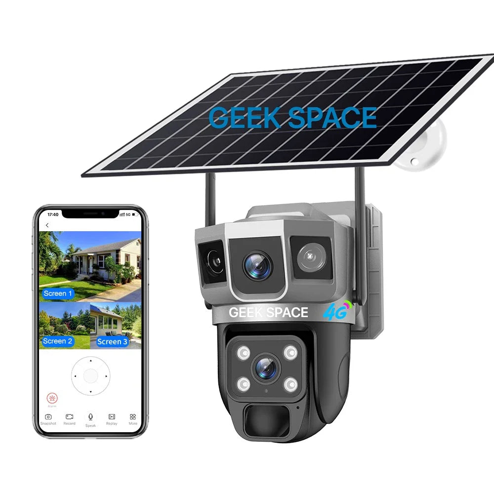 AH - GEEK SPACE VTS02-4G Solar-Powered 4G Outdoor Security Camera