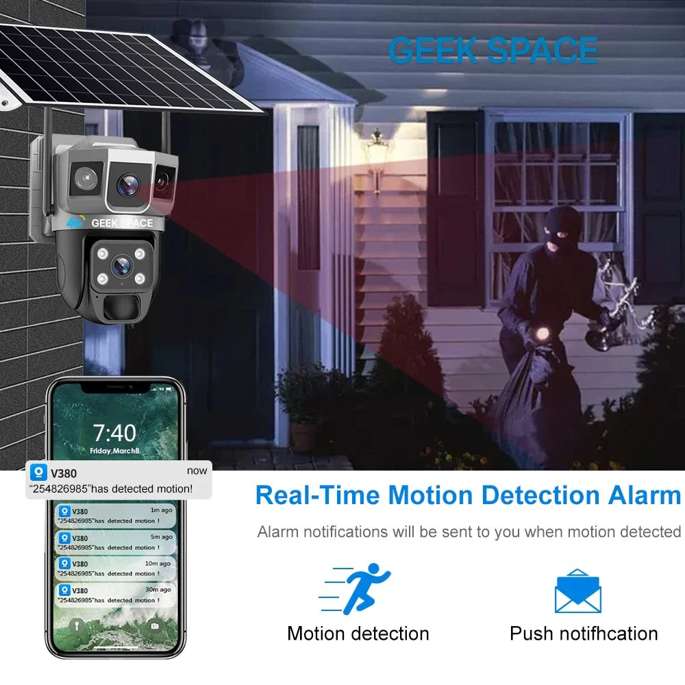 AH - GEEK SPACE VTS02-4G Solar-Powered 4G Outdoor Security Camera