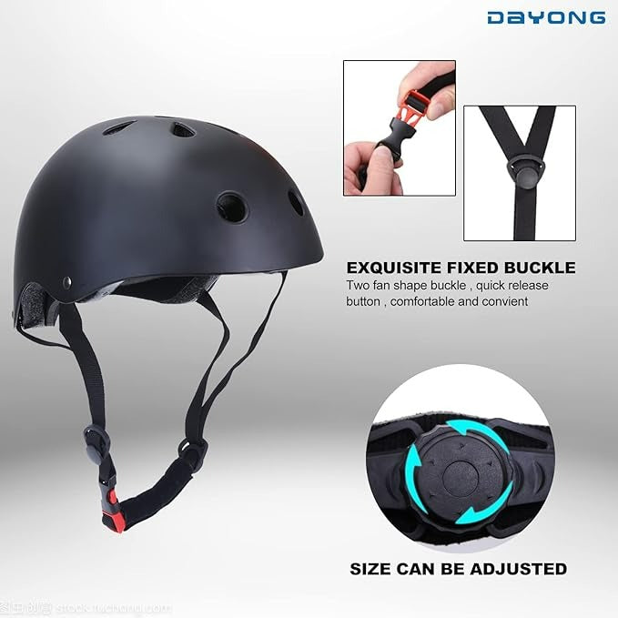 DAYONG Adjustable Skateboard & Bike + Safety Gear Set – Toddler Helmet, Knee, Elbow & Wrist Pads for Ages 2–8