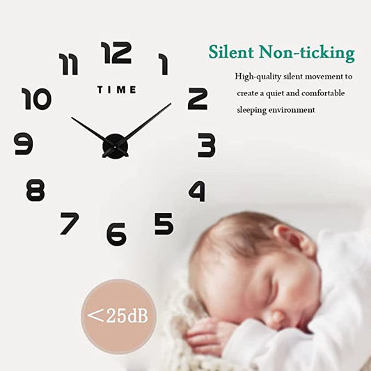 3D CLOCK MODREN FRAMELESS SELF ADHESIVE ACRYLIC STICKER