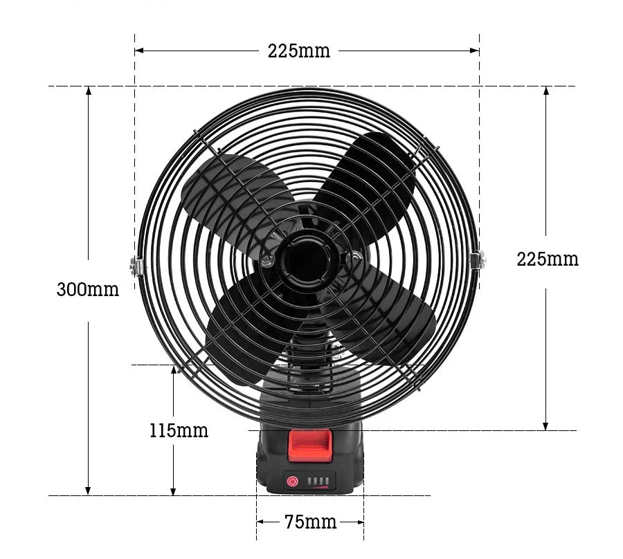 AH 8-Inch Charging Iron Fan – 48V Usage