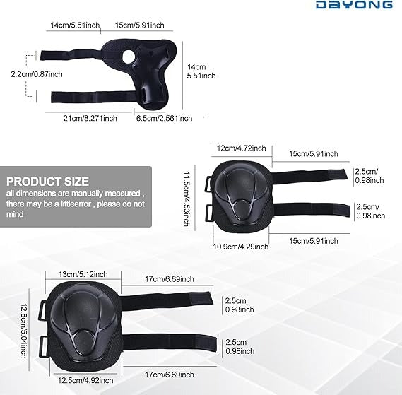DAYONG Adjustable Skateboard & Bike + Safety Gear Set – Toddler Helmet, Knee, Elbow & Wrist Pads for Ages 2–8