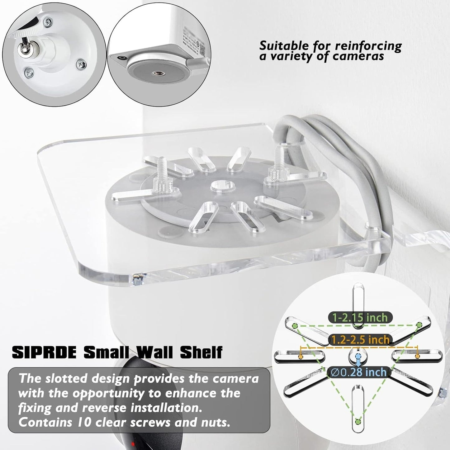 SIPRDE Acrylic Small Wall Shelf Set of 3 – Stylish Floating 10×10 cm Display for Cameras, Speakers, Kids’ Monitors