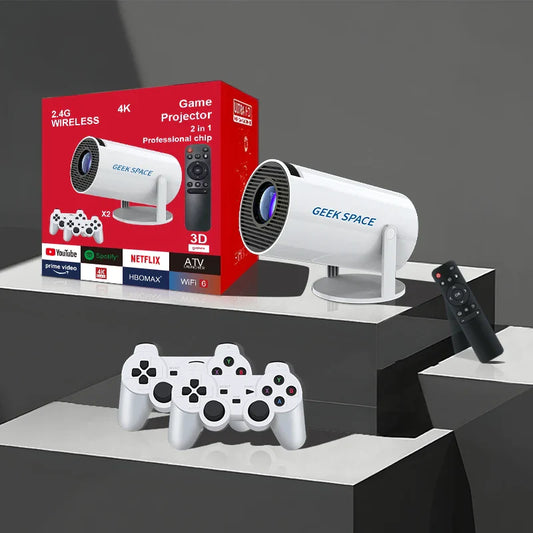 AH Gaming Projector – 2-in-1 Android 11 Smart Projector with Built-in Games and Wireless Controllers
