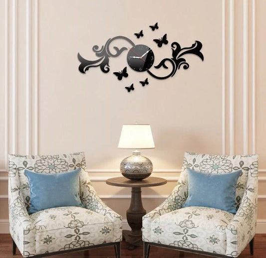 FANCY BUTTERFLY WALL CLOCK