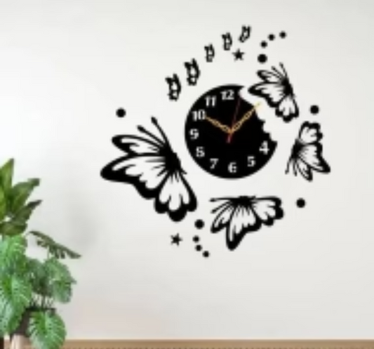 Butterflies Stars Clock acrylic wall decoration